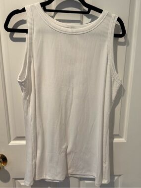 Lane Bryant White Ribbed Crew Neck Sleeveless Tank 18/20